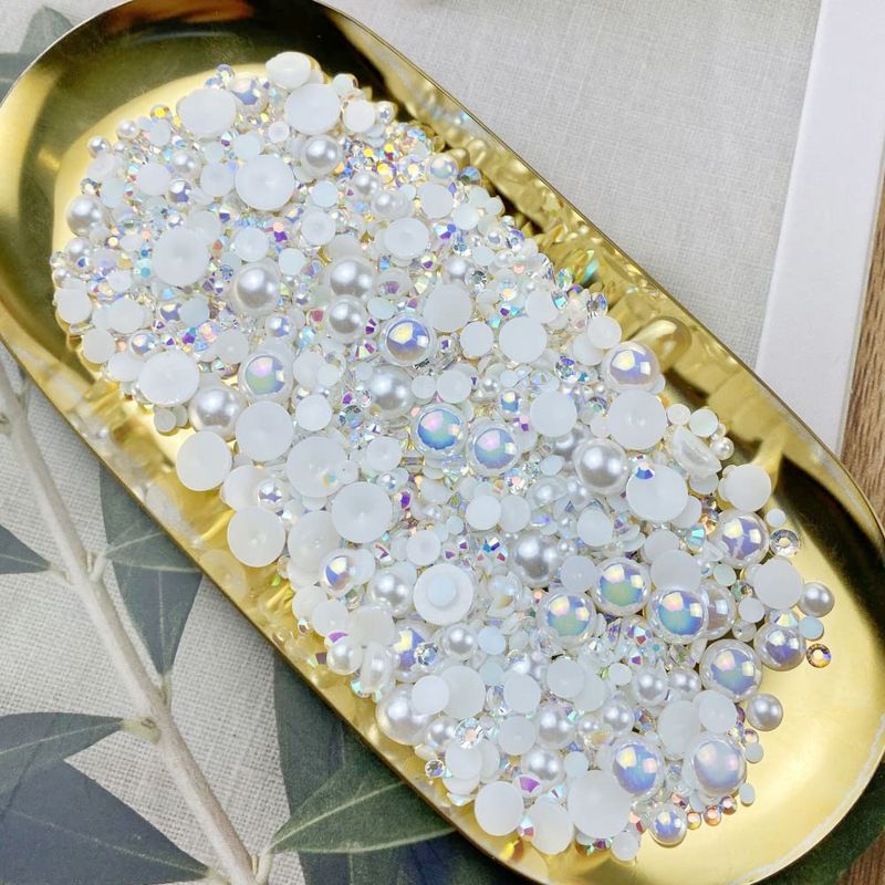 Simple Style Round Resin Rhinestone Nail Decoration Accessories 1200 Pieces Per Pack