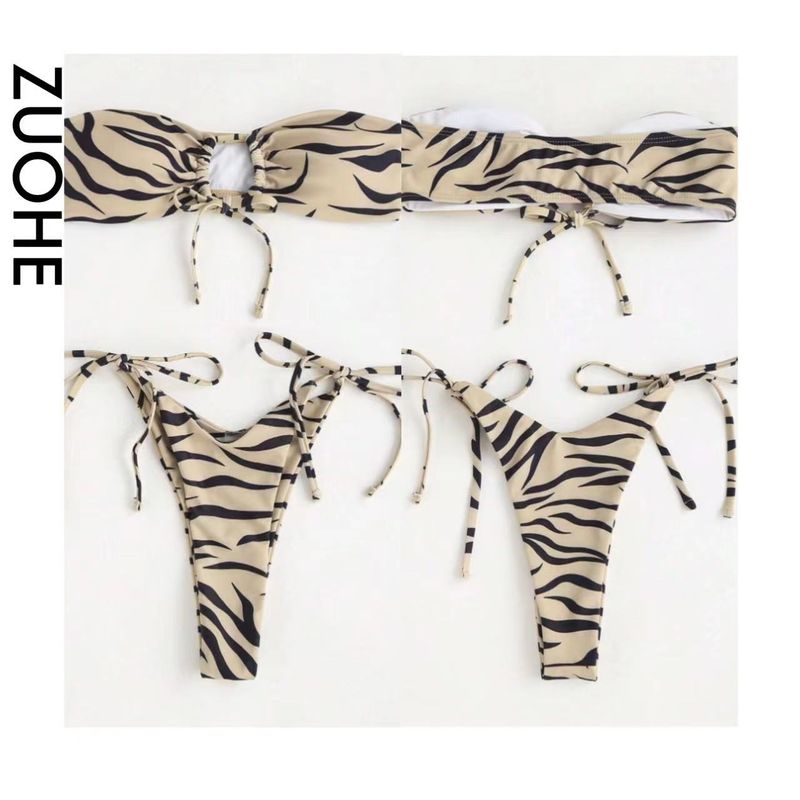 Femmes Léopard Ensemble 2 Pièces Bikinis Maillots De Bain