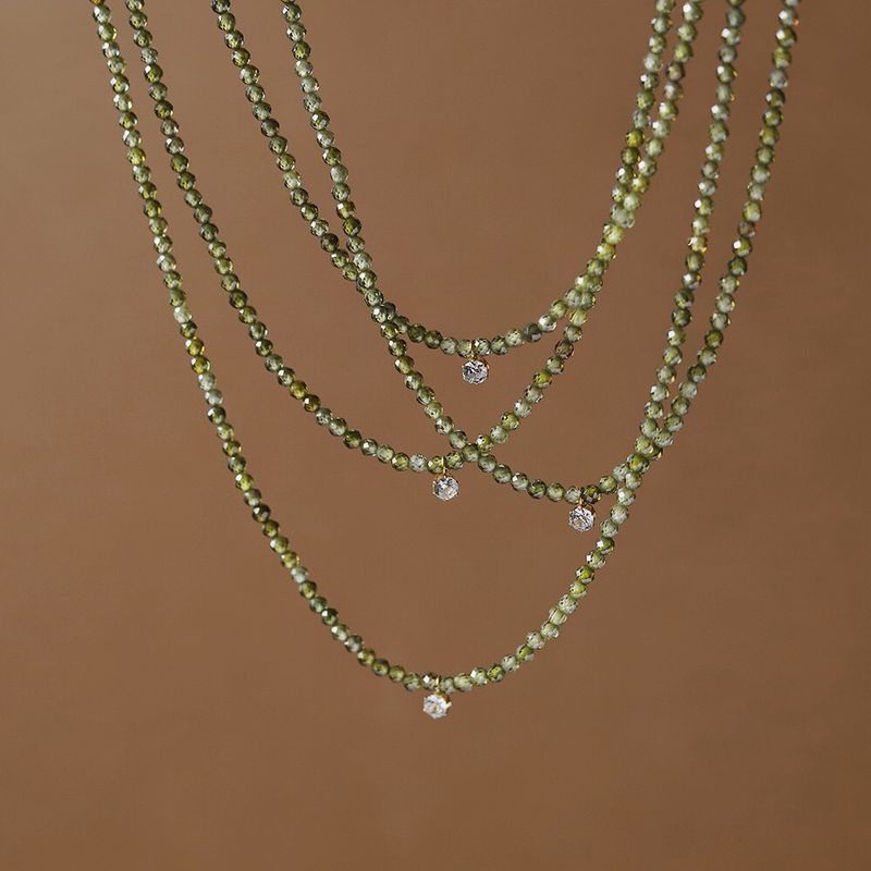 Edelstahl 304 Perlen 18 Karat Vergoldet Einfacher Stil Pendeln Inlay Runden Zirkon Halskette Mit Anhänger