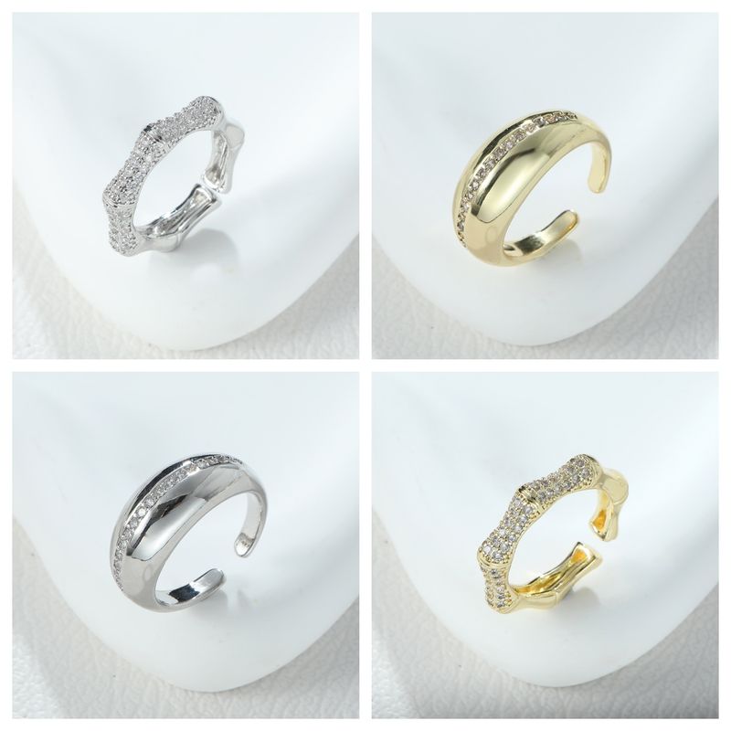 Simple Style Shiny Letter Alloy Asymmetrical Inlay Zircon Women's Rings