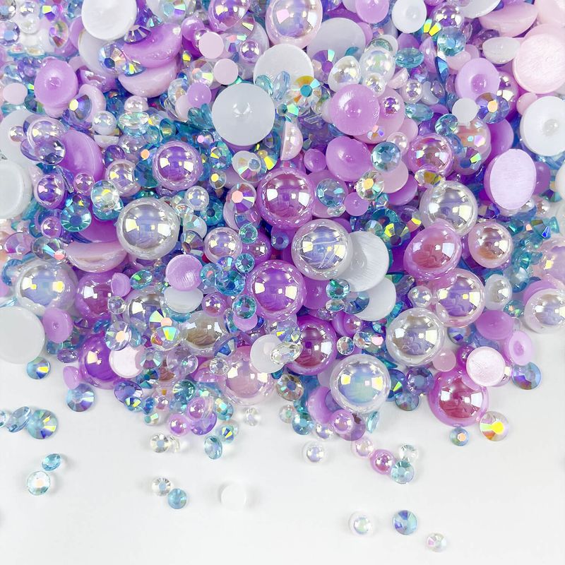 Resin Rhinestone Solid Color Crimp Beads
