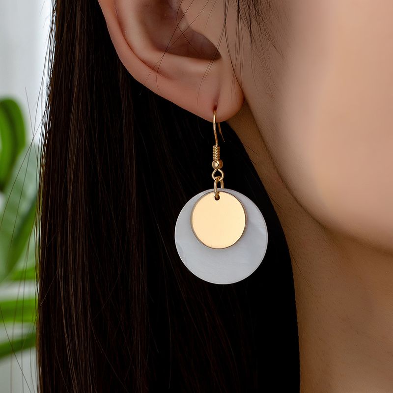 1 Pair Elegant Vacation Simple Style Color Block Shell Iron Drop Earrings