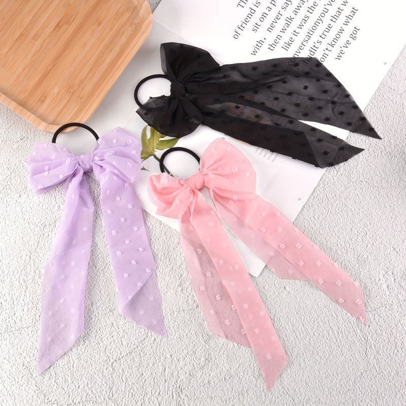 Women's Elegant Solid Color Bow Knot Cloth Hair Tie