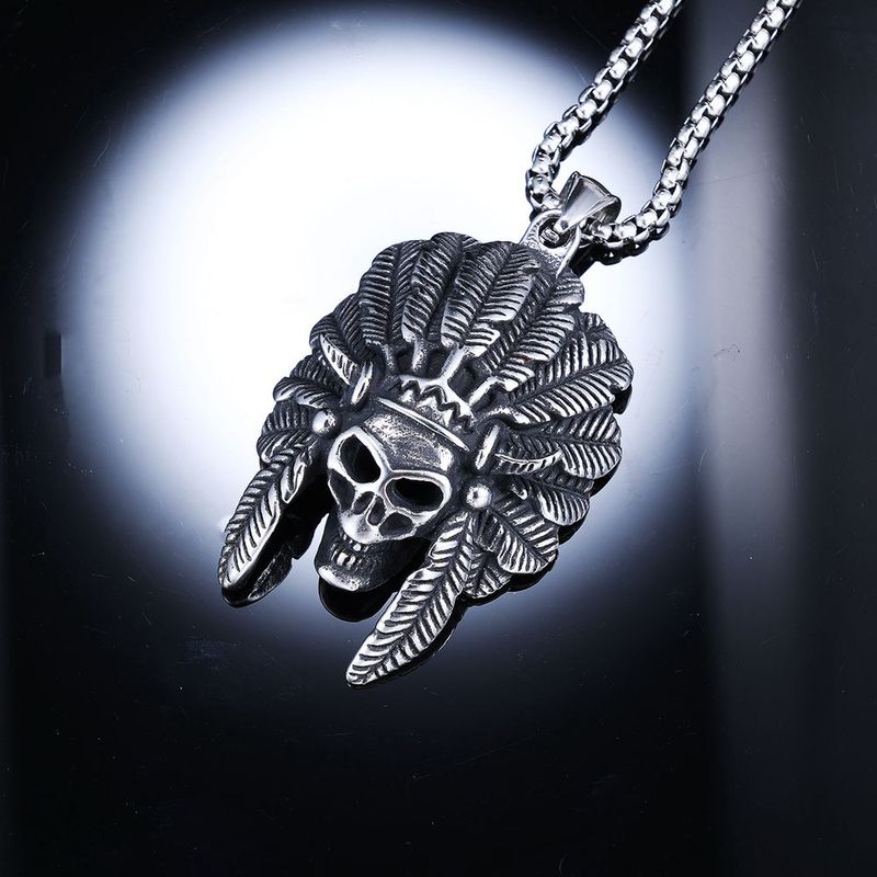1 Piece 33*51mm 316 Stainless Steel  Skull Polished Pendant Chain