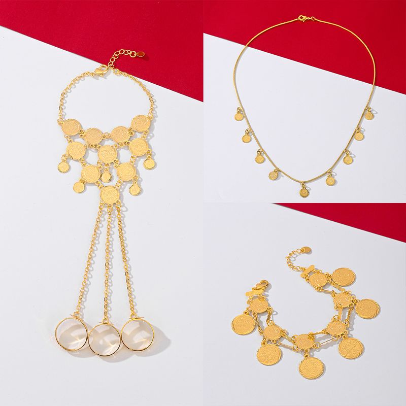 Kupfer 18 Karat Vergoldet Einfacher Stil Klassischer Stil Überzug Münze Armbänder Halskette