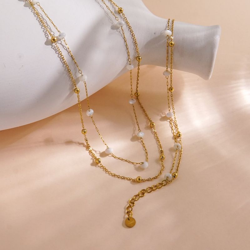 304 Stainless Steel 14K Gold Plated Elegant Simple Style Solid Color Bracelets Necklace