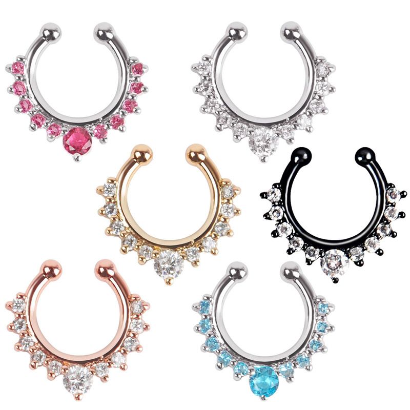 1 Piece Nose Rings & Studs Simple Style Classic Style Commute U Shape Alloy Plating Inlay Rhinestones Nasal Splint