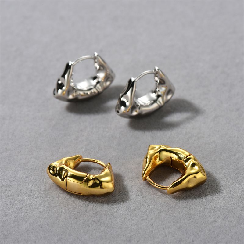 1 Pair Casual Geometric Brass 18K Gold Plated Hoop Earrings