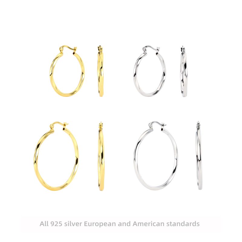 1 Paar Einfacher Stil Kreis Überzug Sterling Silber Ohrringe