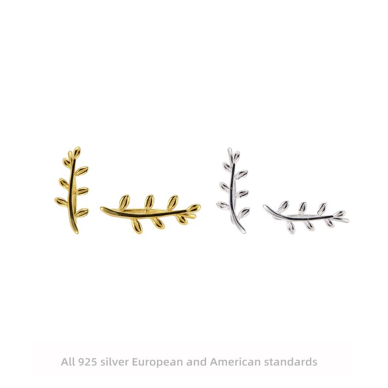 1 Paar Einfacher Stil Blatt Sterling Silber Überzug Weißgold Plattiert Vergoldet Ohrclips