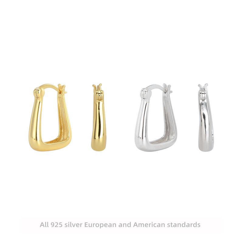 1 Pair Simple Style U Shape Plating Sterling Silver White Gold Plated Gold Plated Earrings