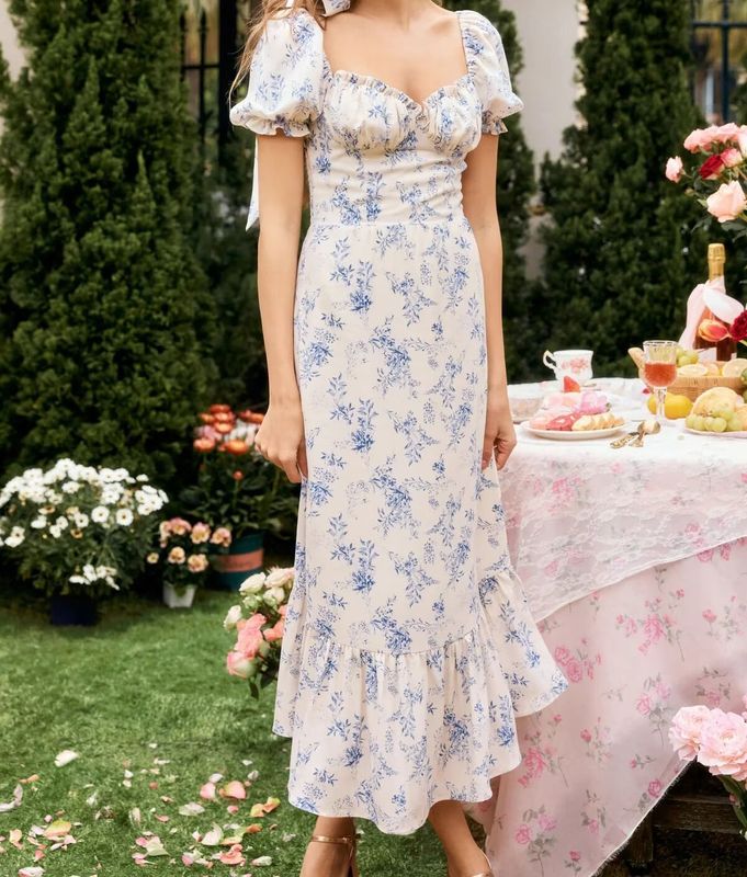 Women's Regular Dress Streetwear U Neck Short Sleeve Ditsy Floral Maxi Long Dress Holiday Date