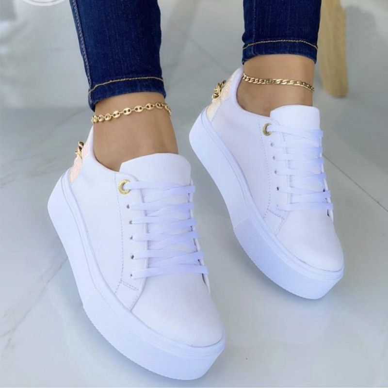 Women's Sports Solid Color Round Toe Sneakers