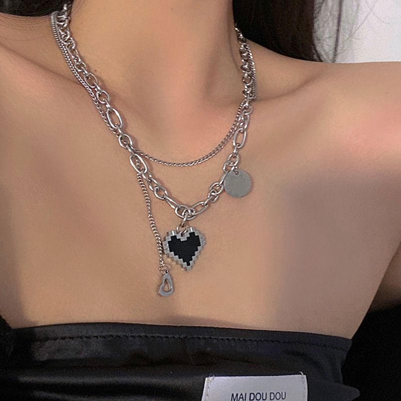 Hip-hop Heart Shape Alloy Wholesale Layered Necklaces