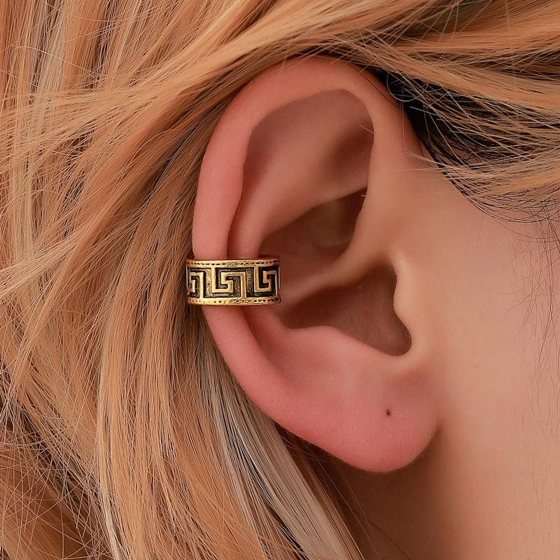 Simple Ear Cuff Pattern Metal Copper Clip Earrings Nhdp145333