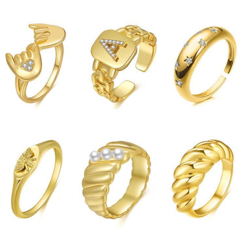 Wholesale Jewelry Geometric Zircon Copper Open Six-piece Ring Nihaojewelry