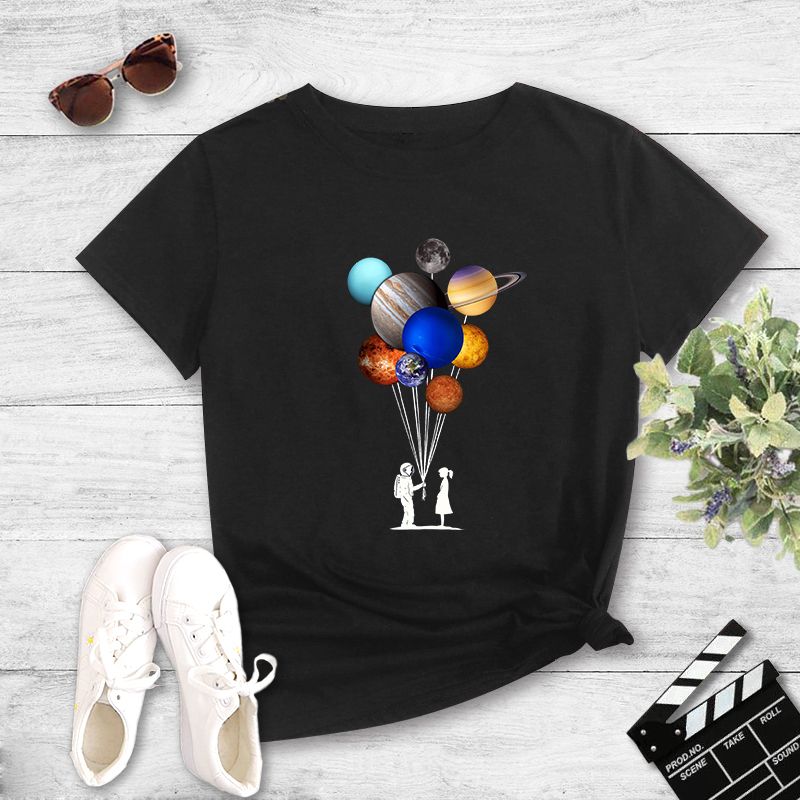 Nasa Space Planet Print Casual T-shirt
