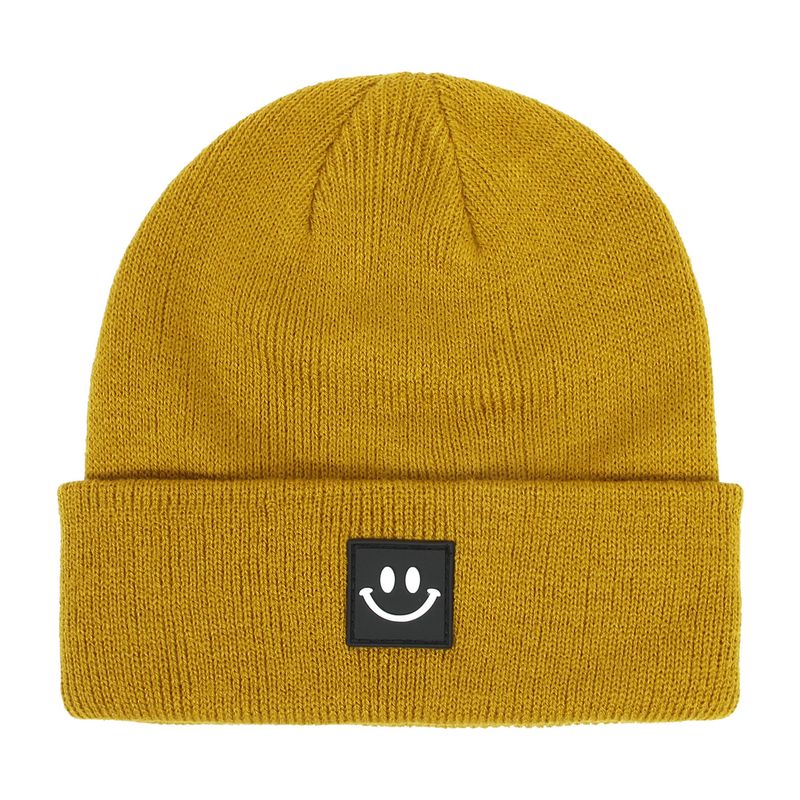 Children Unisex Fashion Smiley Face Embroidery Wool Cap