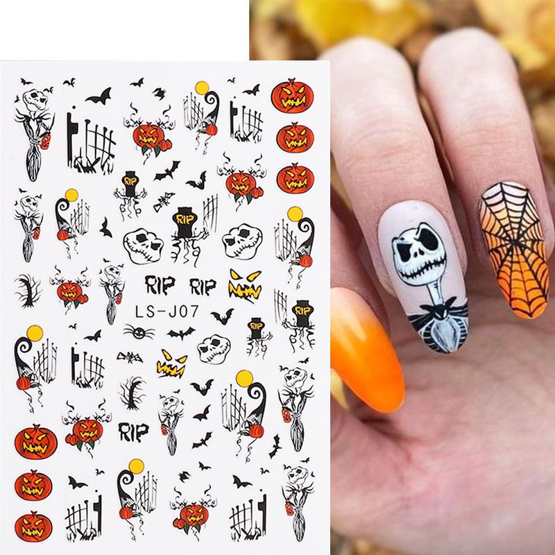 Halloween Cool Style Pumpkin Spider Grimace Paper Nail Patches 1 Piece