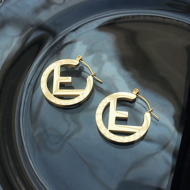 Fashion Geometric Letter Titanium Steel Plating Earrings