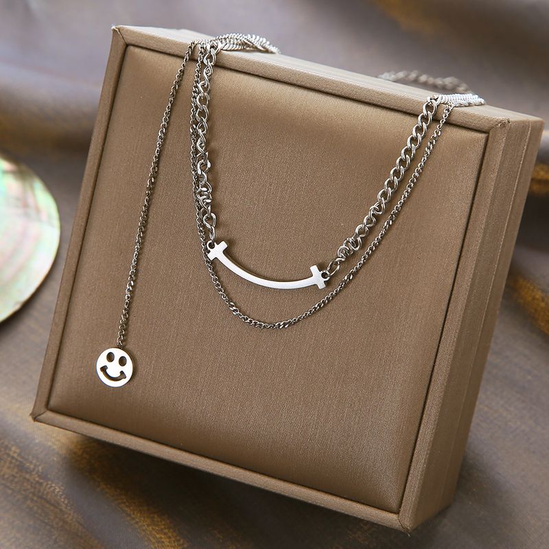 201 Stainless Steel Modern Style Simple Style Classic Style Geometric Layered Necklaces