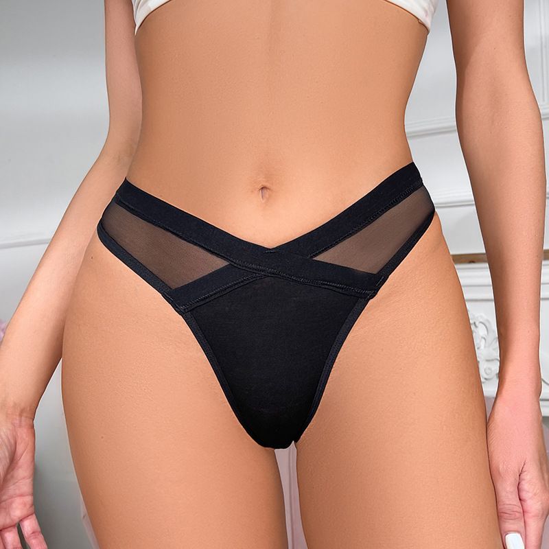 Solid Color Seamless Breathable Invisible Low Waist Thong Panties