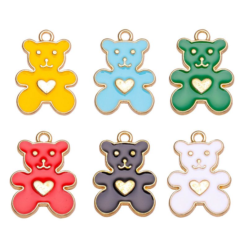 10 Pcs/package Cute Bear Alloy Enamel Plating Pendant Jewelry Accessories