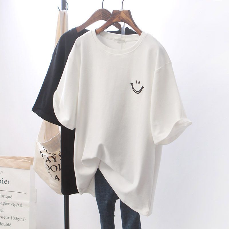 Women's T-shirt Short Sleeve T-shirts Printing Casual Smiley Face