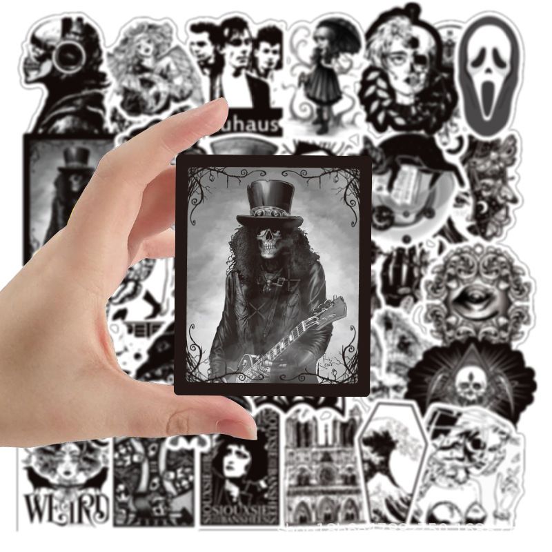 New Black And White Punk Gothic Graffiti Stickers Waterproof Trolley Case Notebook Skateboard Stickers