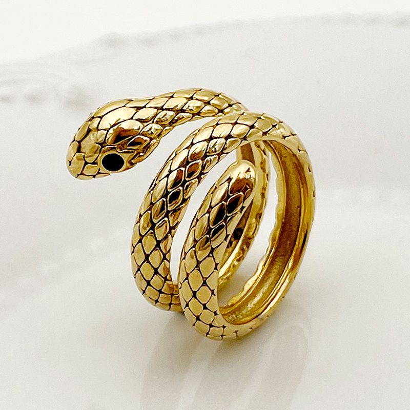 304 Stainless Steel 14K Gold Plated Funny Rock Punk Polishing Plating Snake Rings