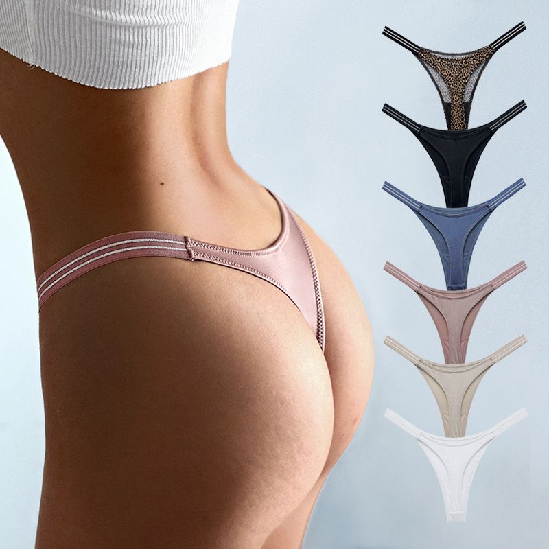 Solid Color Sports Anti-seam Low Waist Thong Panties