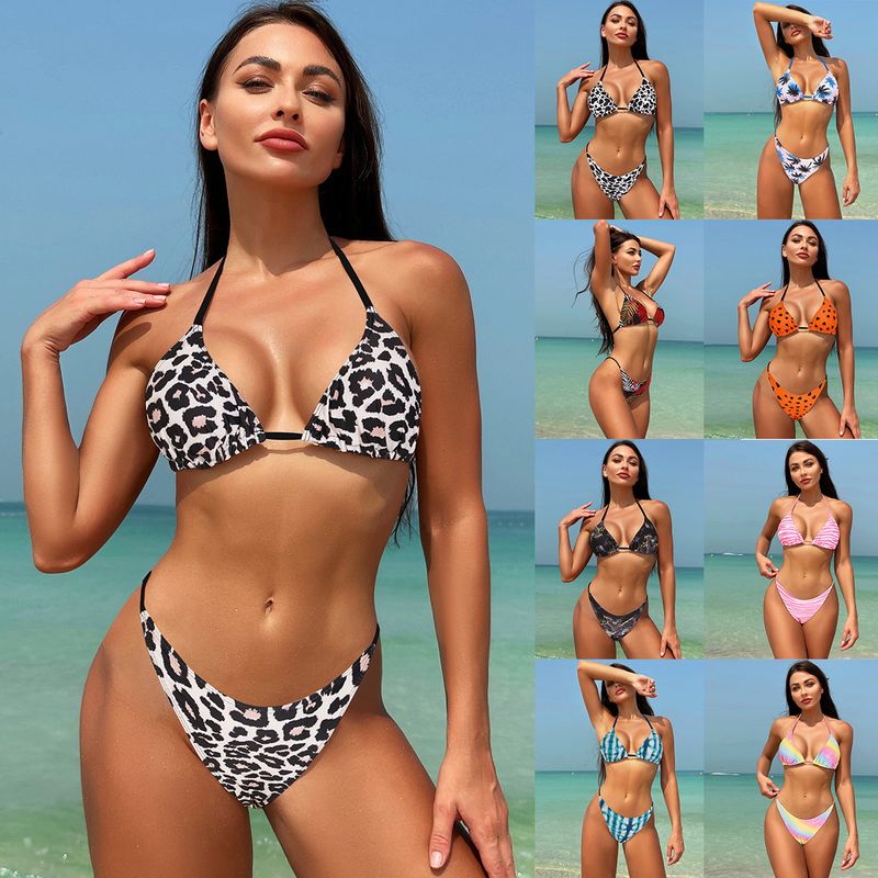 Mujeres Floral Ditsy Leopardo Juego De 2 Piezas Bikinis Traje De Baño