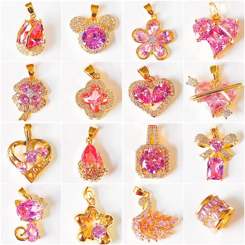 1 Piece Sweet Heart Shape Crown Flower Copper Plating Inlay Jewelry Accessories