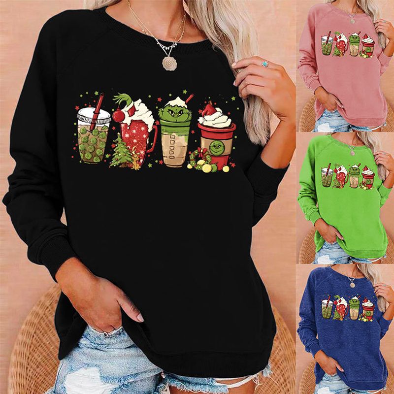 Women's Hoodies Long Sleeve Printing Christmas Cup