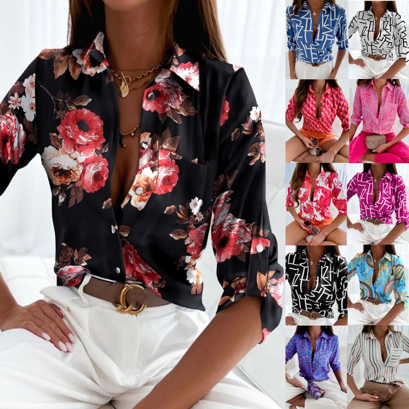 Women's Blouse Long Sleeve Blouses Printing Casual Letter