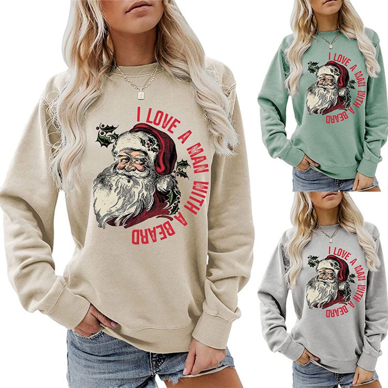 Femmes Sweat À Capuche Manche Longue Hoodies Et Pulls Molletonnés Impression Noël Père Noël Lettre