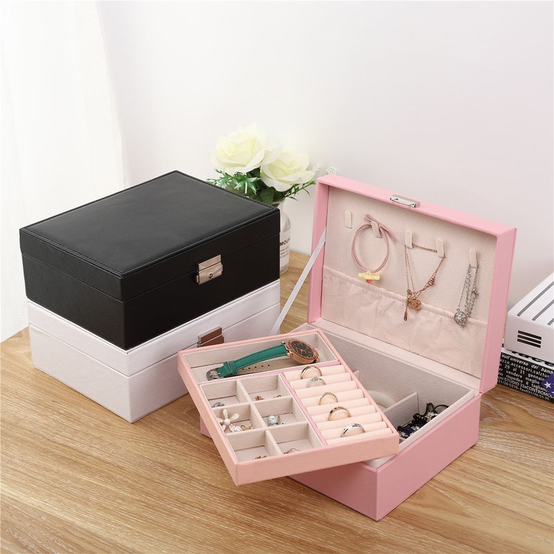 Elegant Simple Style Classic Style Solid Color Pu Leather Jewelry Boxes