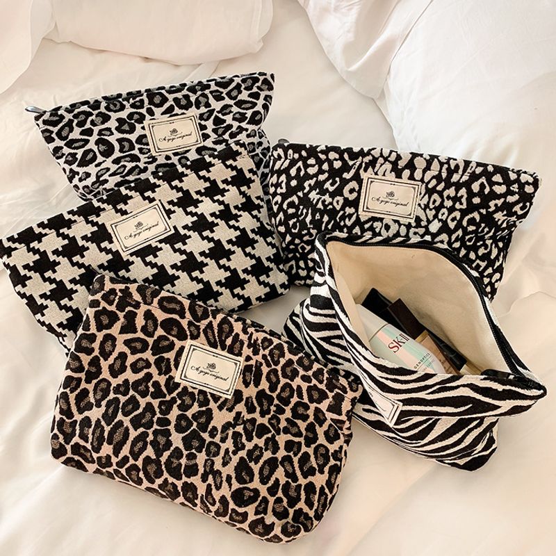 Streetwear Leopard Canvas Square Makeup Bags