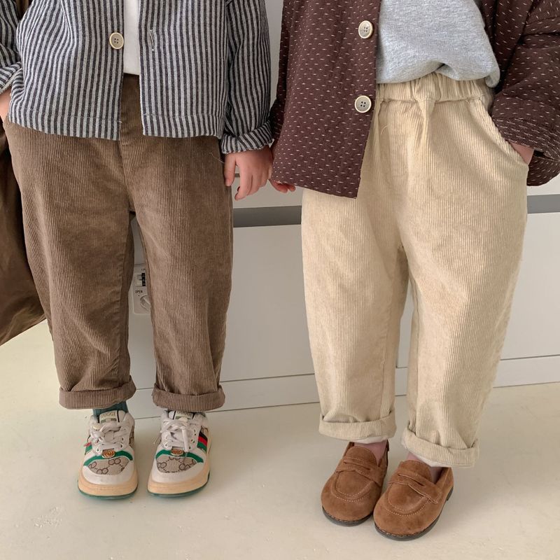 Vintage Style Solid Color Cotton Blend Boys Pants