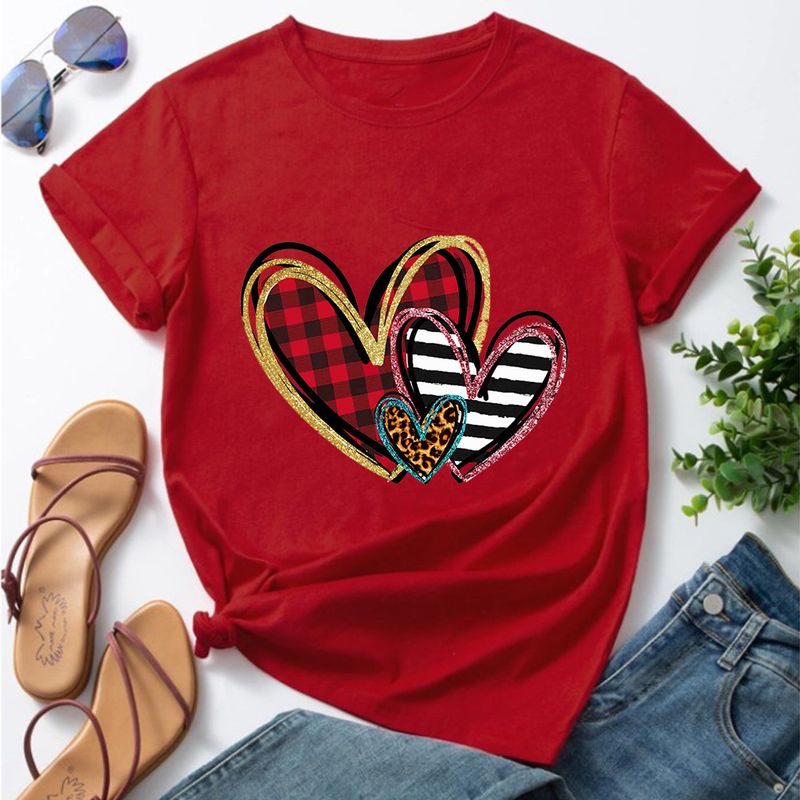 Unisex T-shirt Short Sleeve T-shirts Streetwear Heart Shape