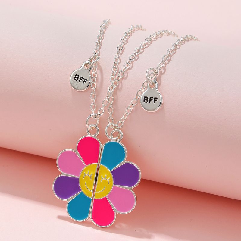 Cute Letter Smiley Face Flower Alloy Wholesale Pendant Necklace