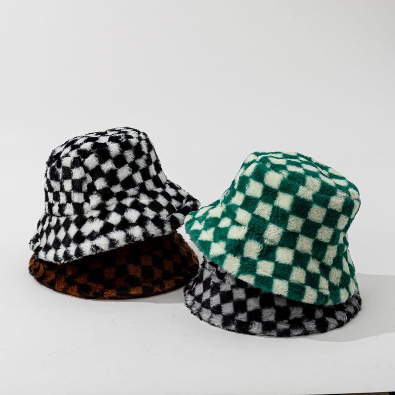 Unisex Basic Classic Style Checkered Printing Wide Eaves Wool Cap