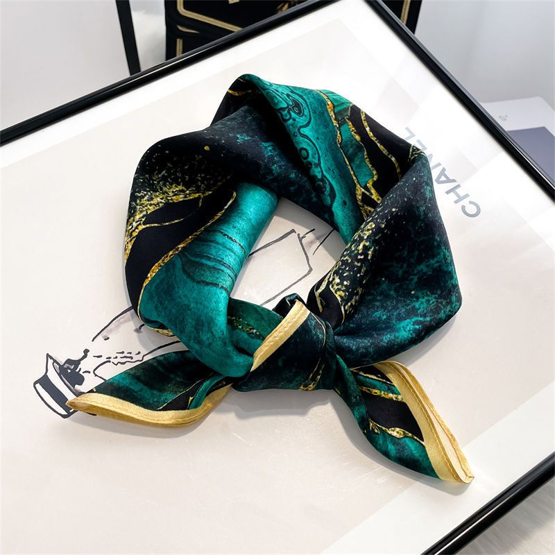 Women's Elegant Color Block Silk Printing Silk Scarf