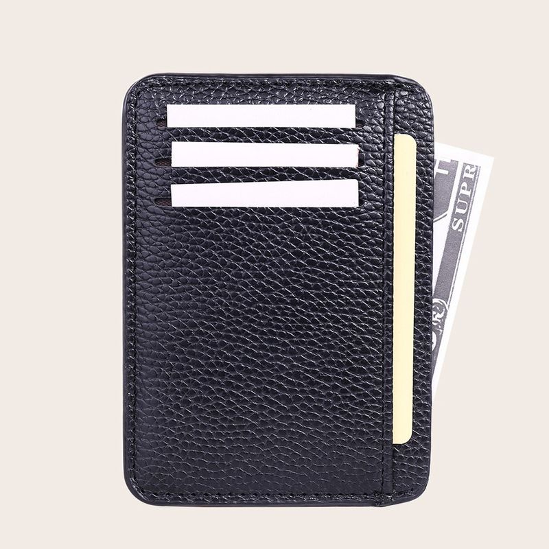 Men's Solid Color Pu Leather Open Card Holder