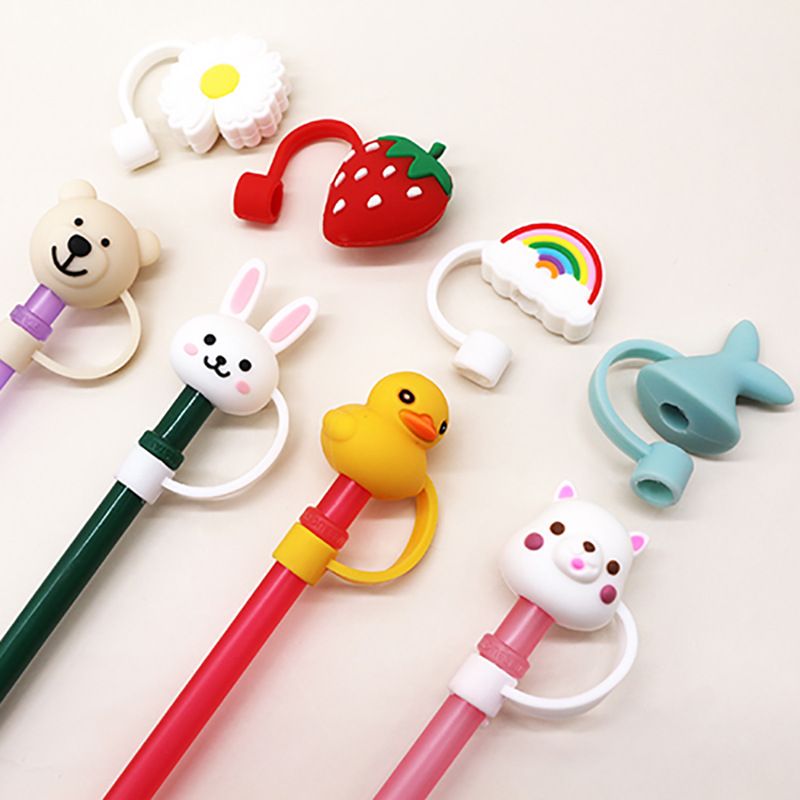 Cute Cartoon Plastic Silica Gel Soft Glue Straw Straw Cap