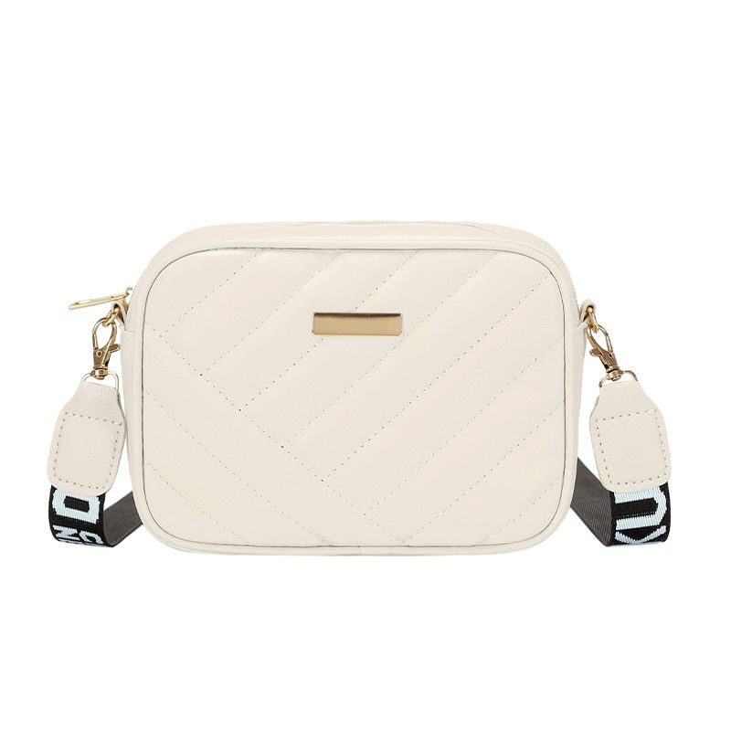 Women's Small Pu Leather Stripe Classic Style Square Zipper Shoulder Bag Crossbody Bag