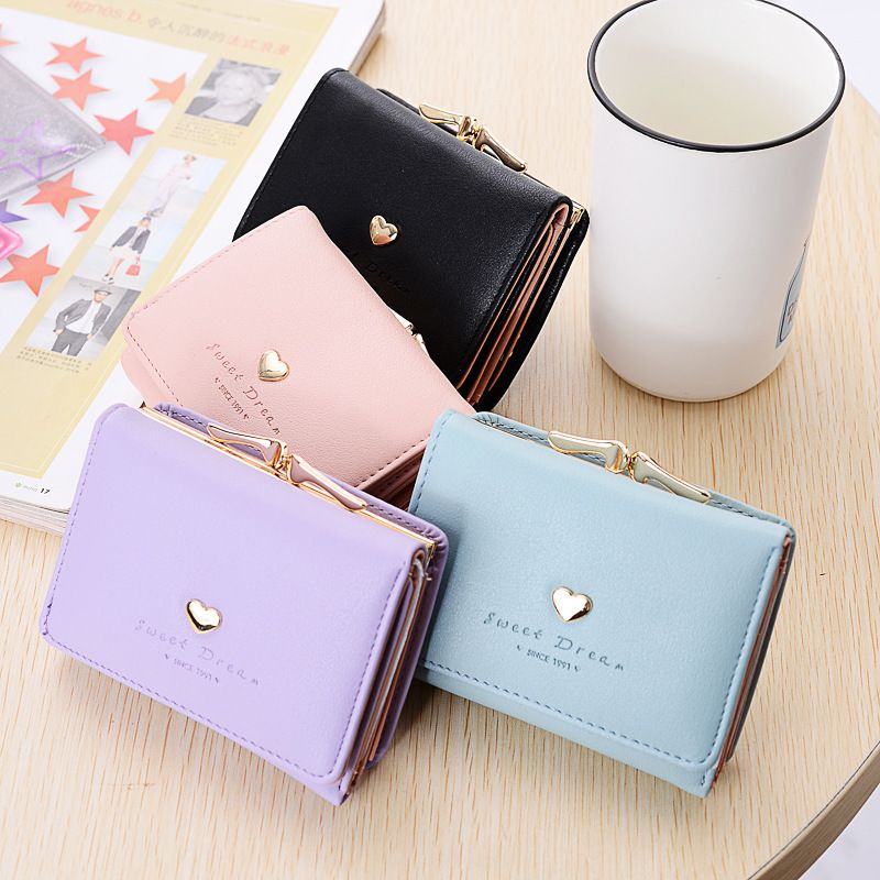 Women's Solid Color Pu Leather Hidden Buckle Wallets