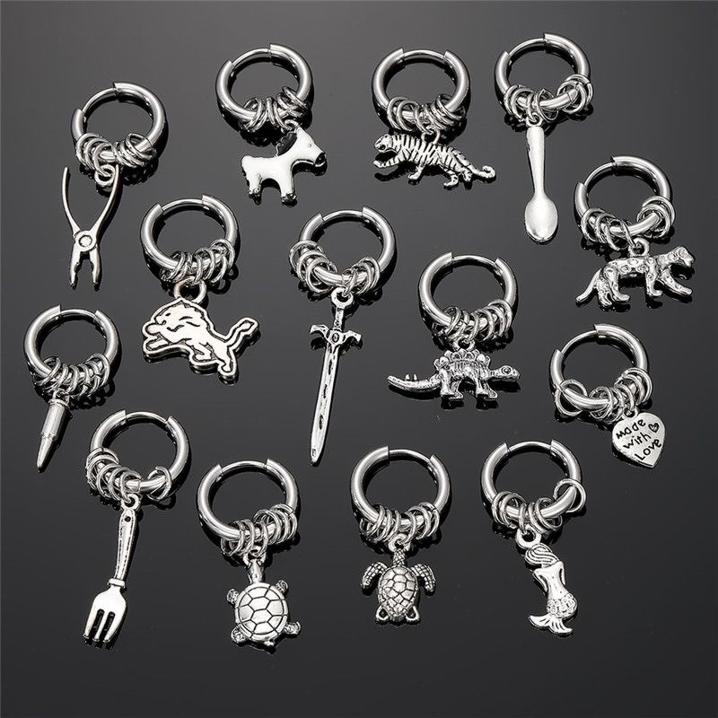 1 Piece Cute Vintage Style Simple Style Fork Dinosaur Solid Color Stainless Steel Alloy Drop Earrings