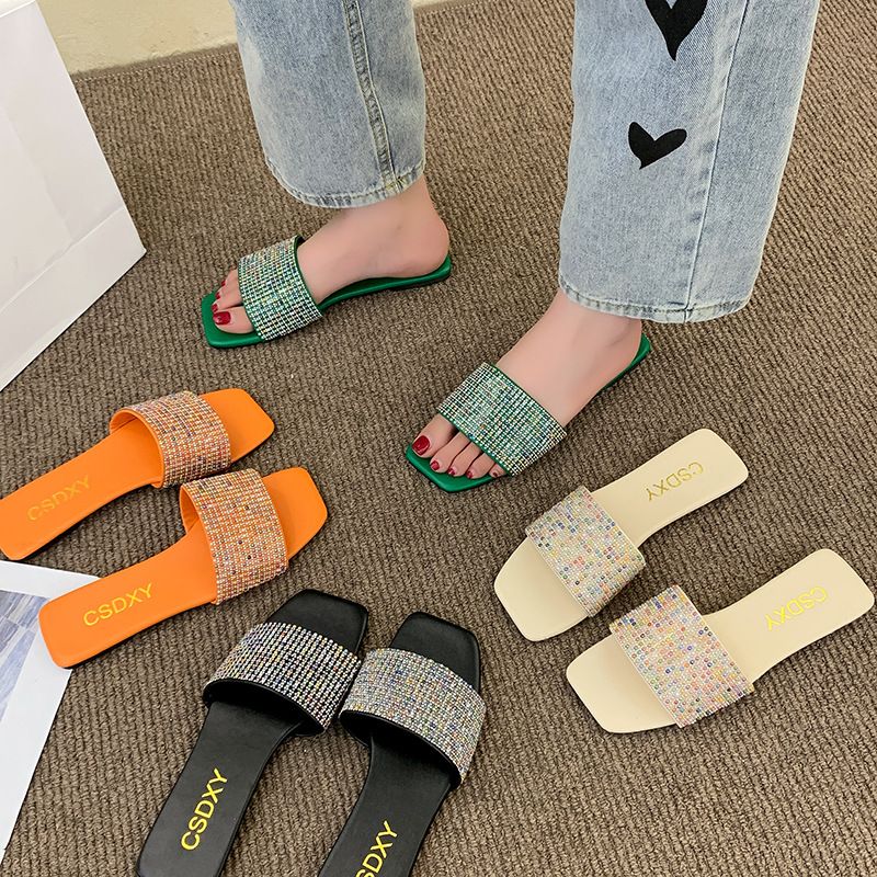 Women's Basic Solid Color Open Toe Slides Slippers