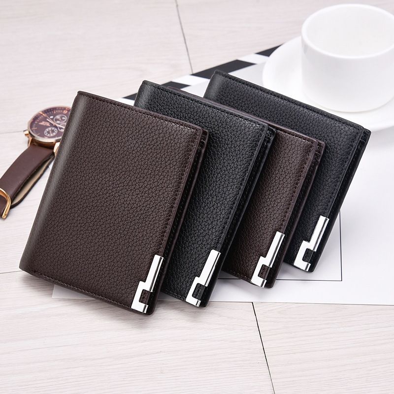 Men's Short Wallet Iron Rim Korean Men's Horizontal Wallet Trend Card Package Dollar Bag